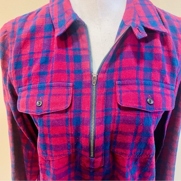 Madewell Red and Blue Plaid Flannel Shirt Medium - Picture 2 of 7